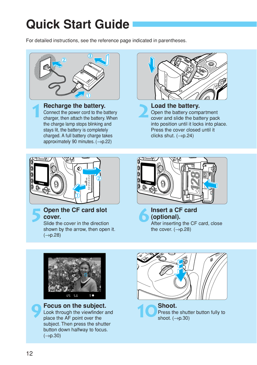 Canon EOS 10D instruction manual Quick Start Guide 