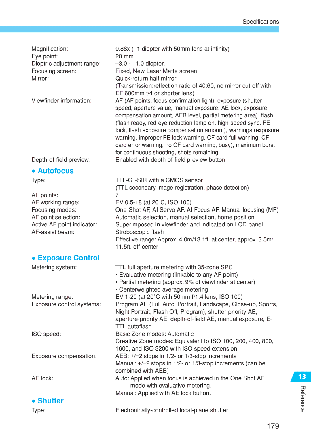 Canon EOS 10D instruction manual Autofocus 