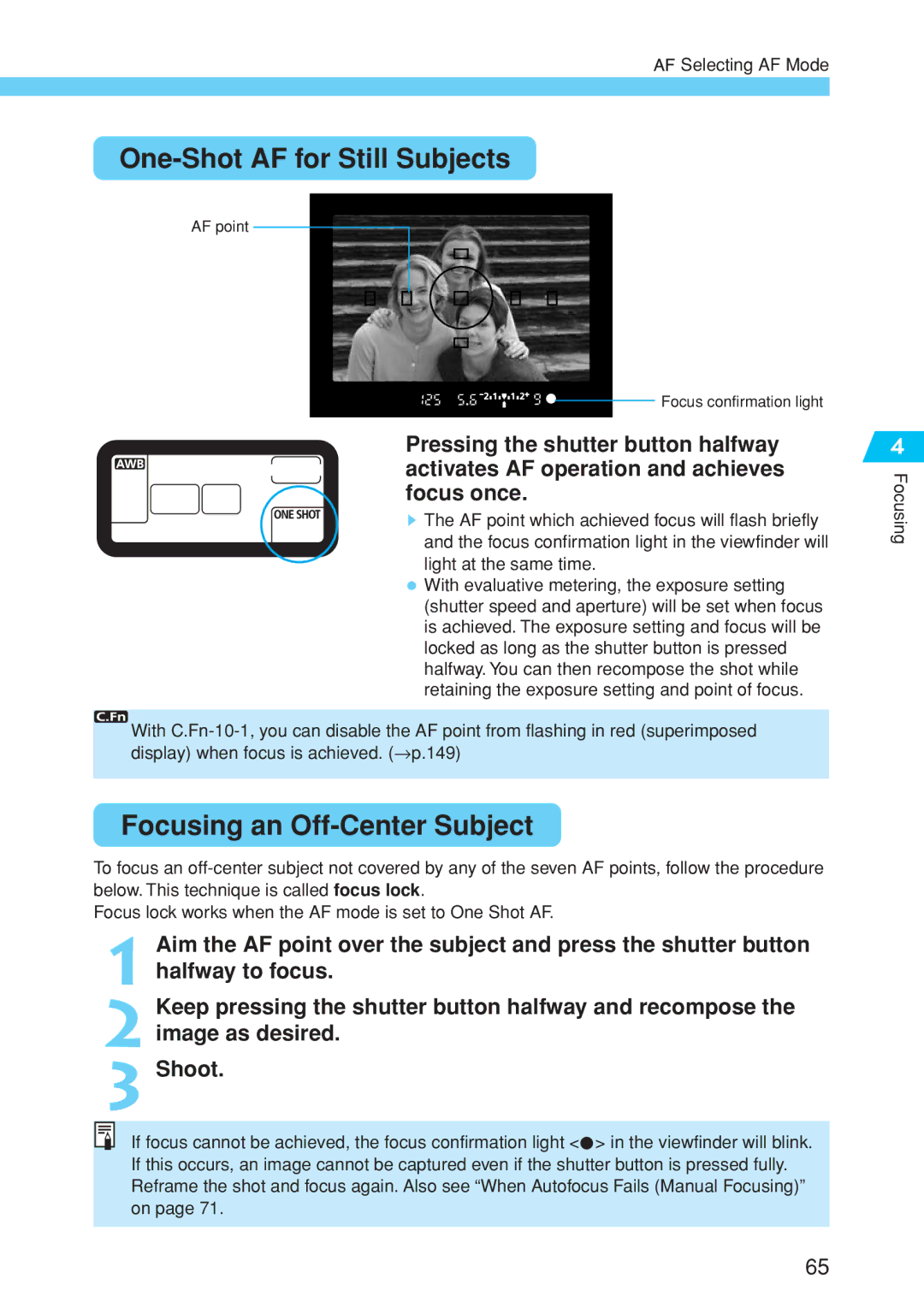 Canon EOS 10D instruction manual One-Shot AF for Still Subjects, Focusing an Off-Center Subject 