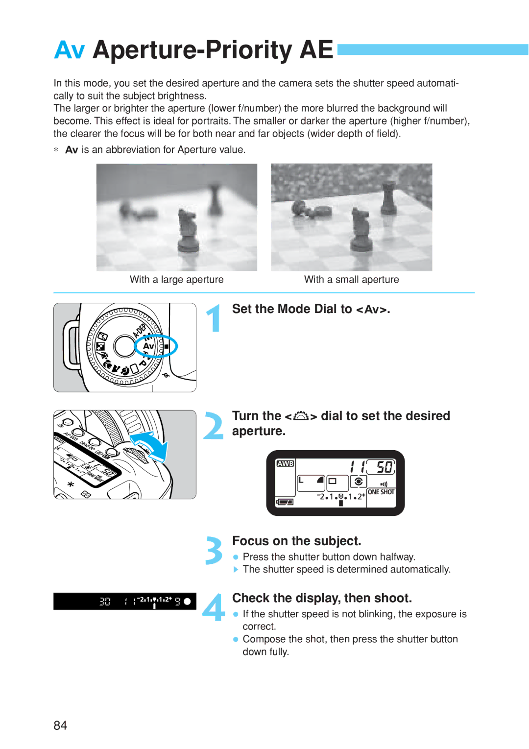 Canon EOS 10D instruction manual Aperture-Priority AE 