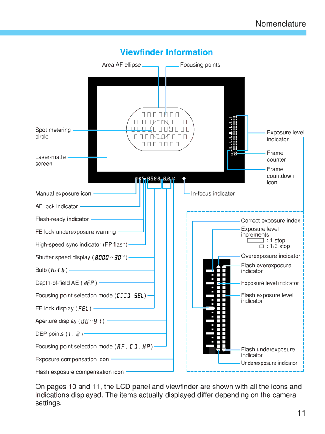 Canon EOS-1V HS manual Viewfinder Information 