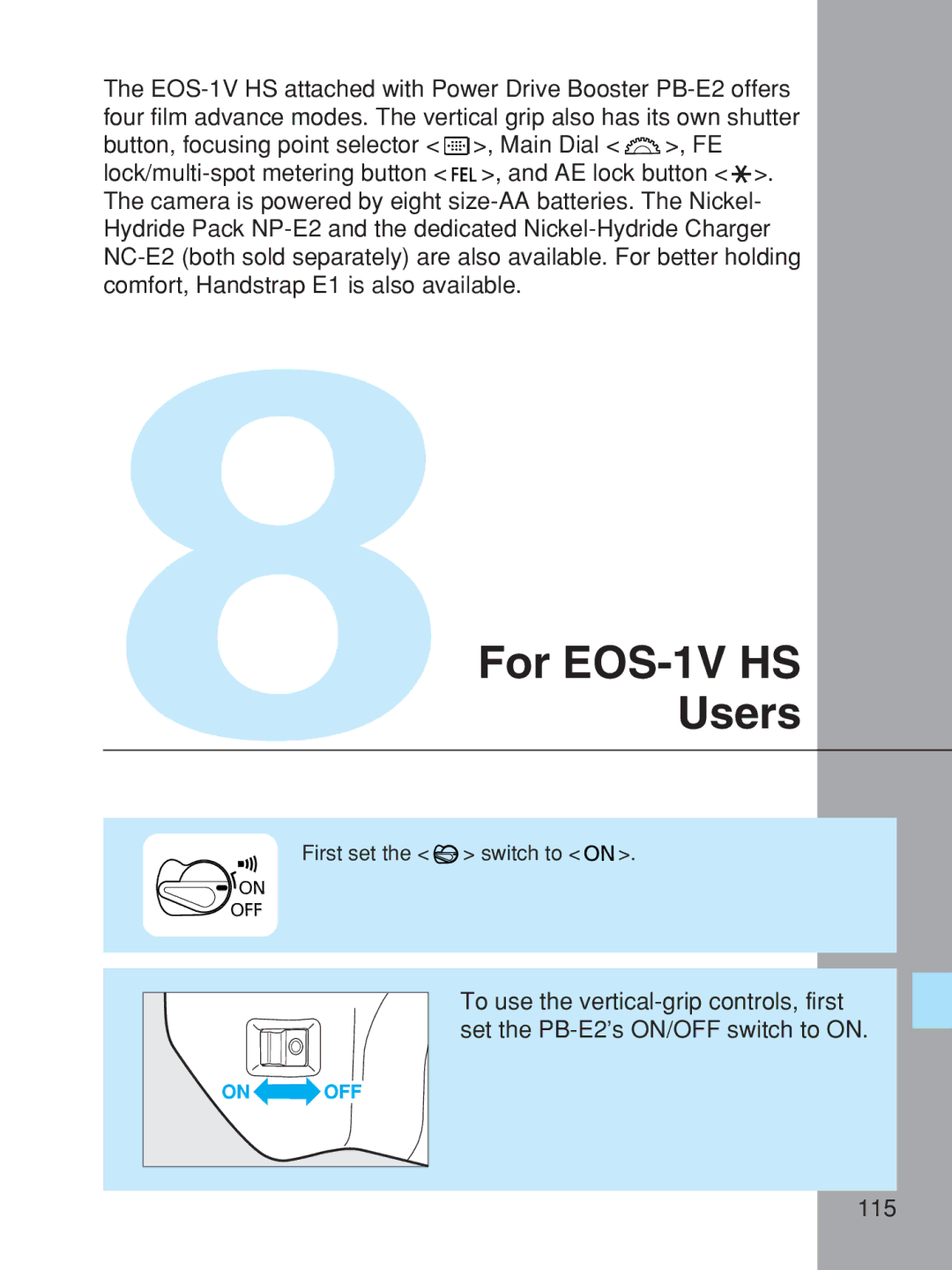 Canon manual 8For EOS-1V HS Users 