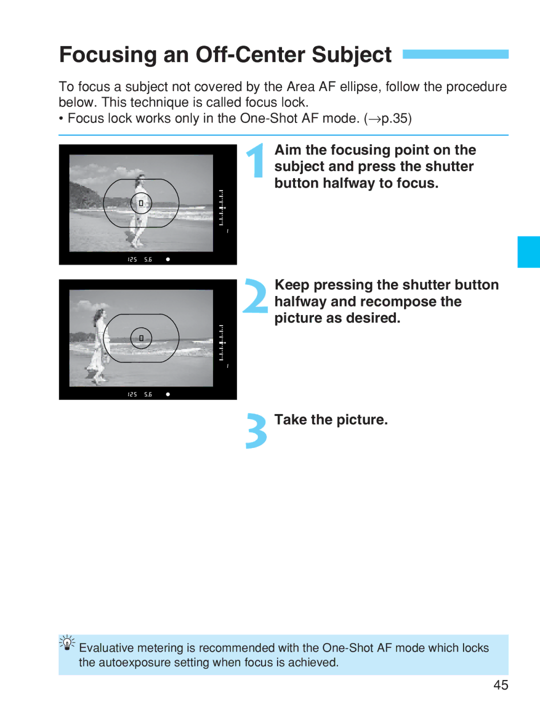 Canon EOS-1V HS manual Focusing an Off-Center Subject 