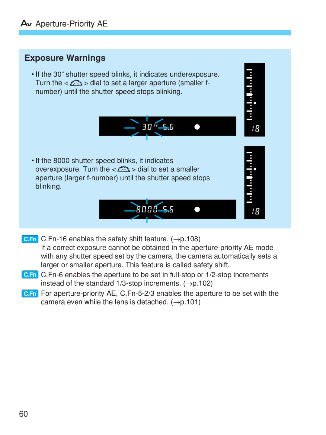 Canon EOS-1V HS manual If the 30 shutter speed blinks, it indicates underexposure 