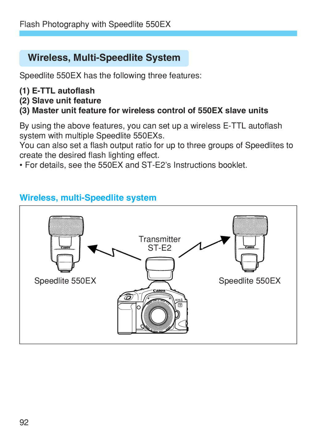 Canon EOS-1V HS manual Wireless, Multi-Speedlite System, Wireless, multi-Speedlite system 