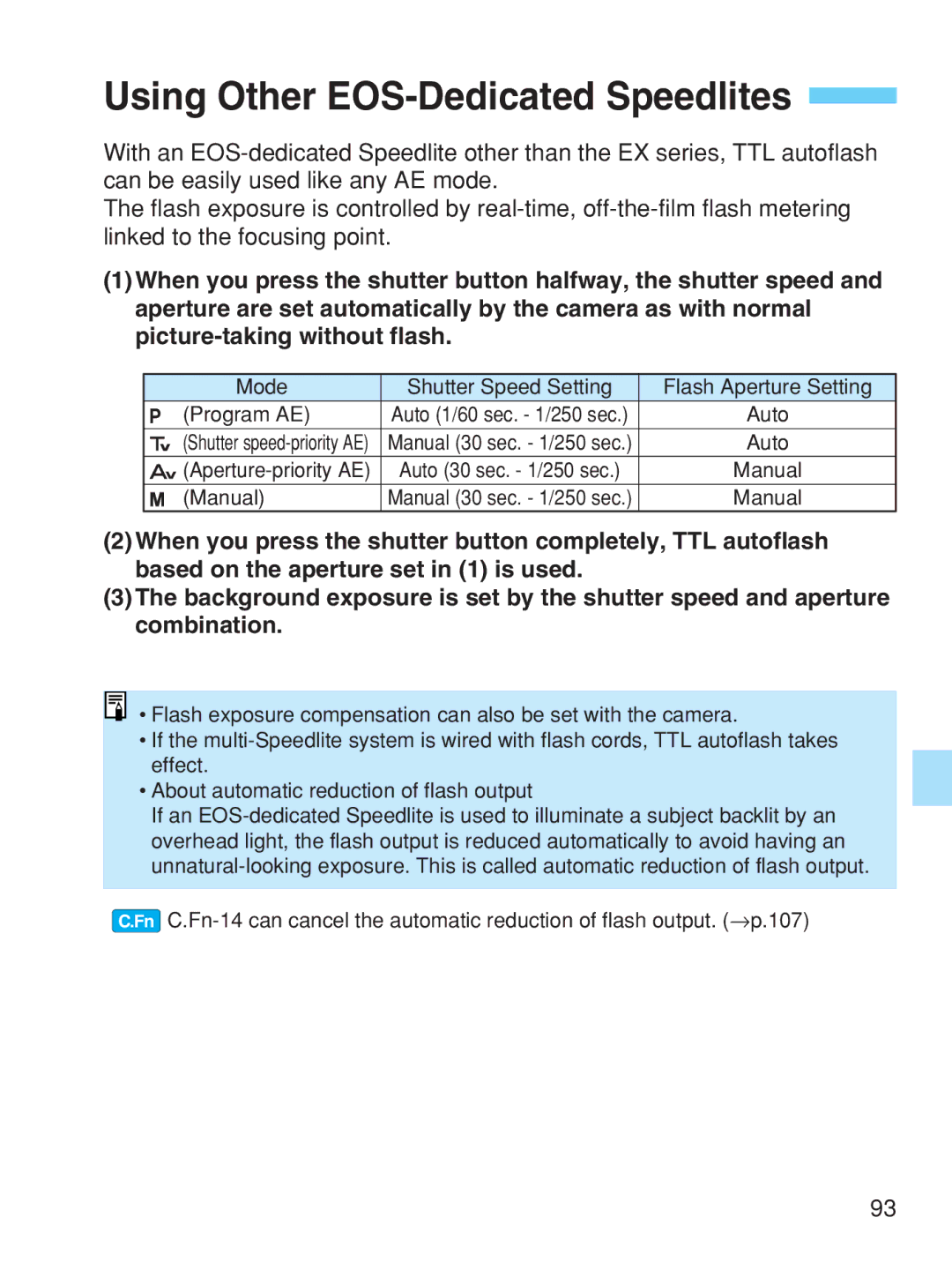 Canon EOS-1V HS manual Using Other EOS-Dedicated Speedlites 