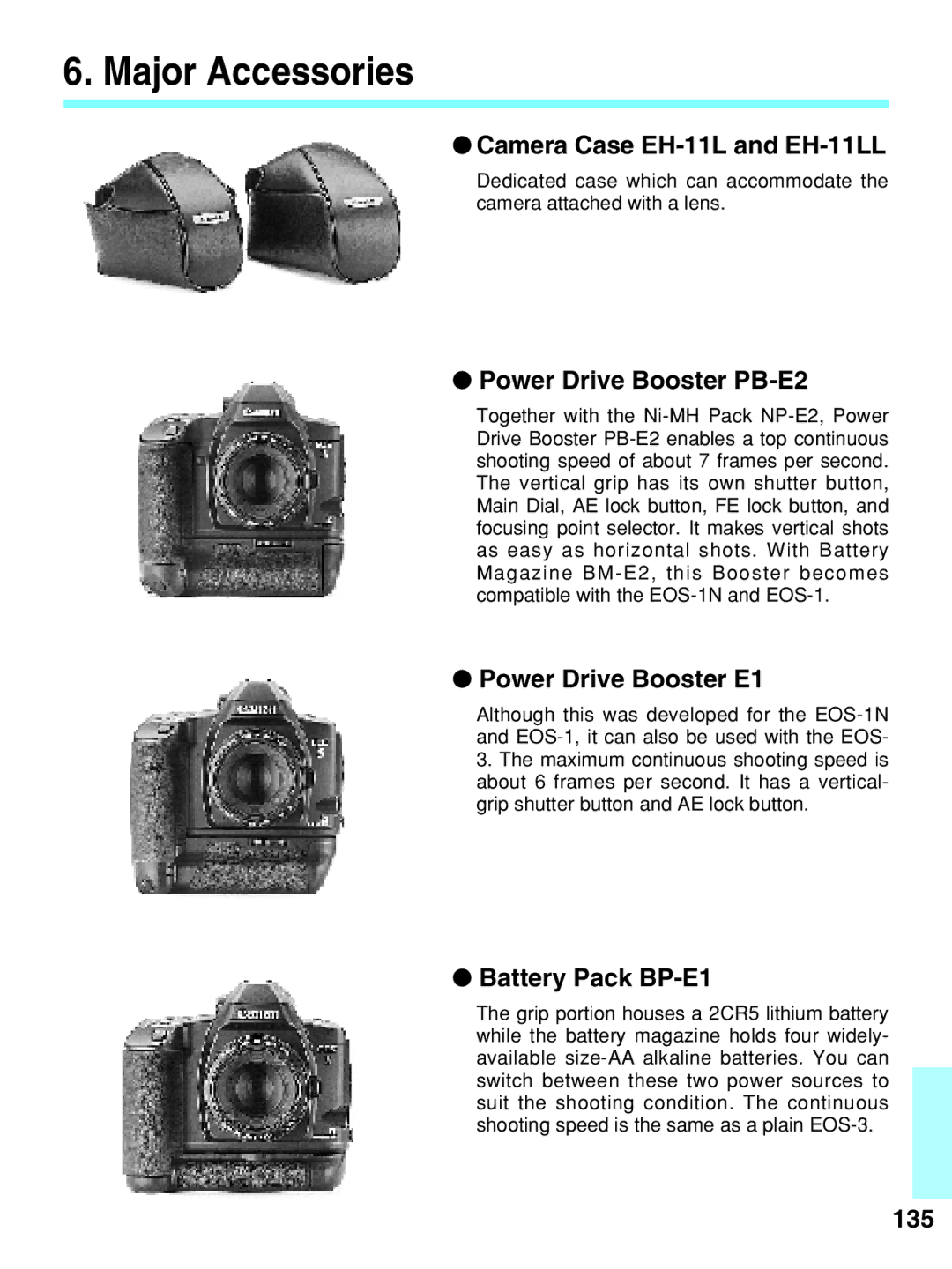 Canon EOS-3 manual Major Accessories 