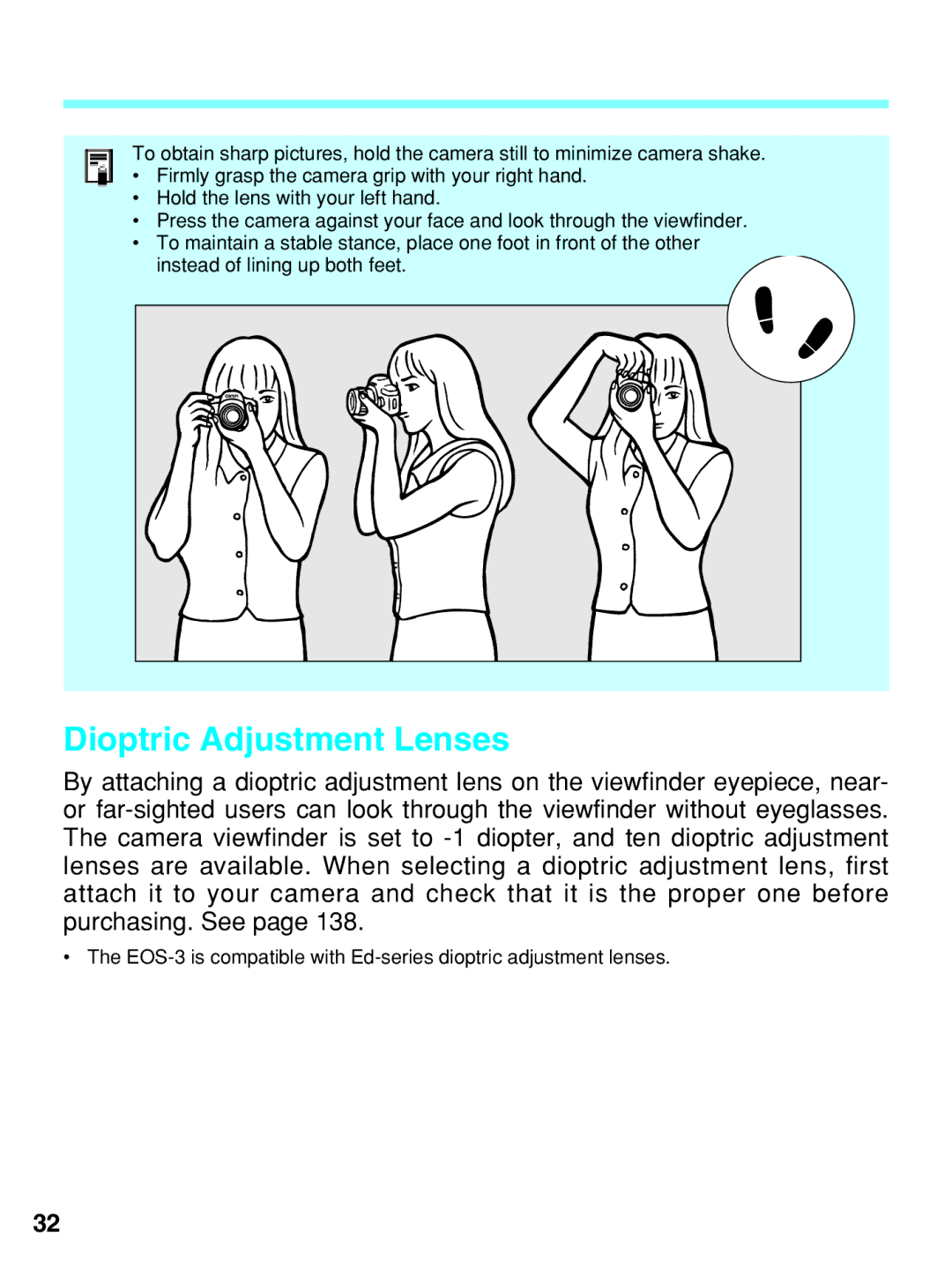 Canon EOS-3 manual Dioptric Adjustment Lenses 