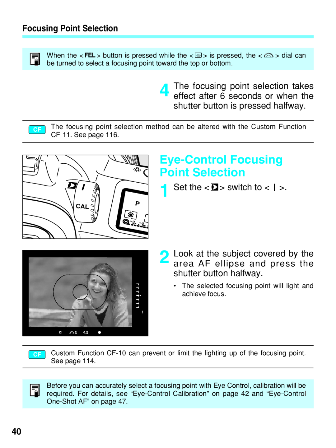 Canon EOS-3 manual Eye-Control Focusing Point Selection 