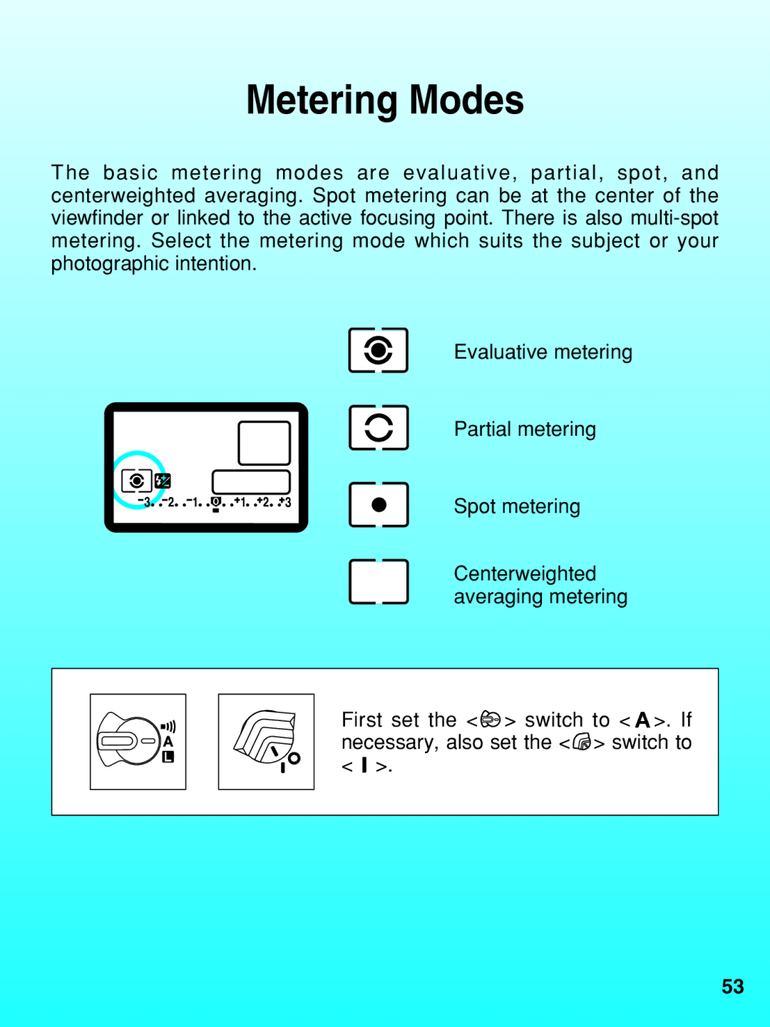 Canon EOS-3 manual Metering Modes 