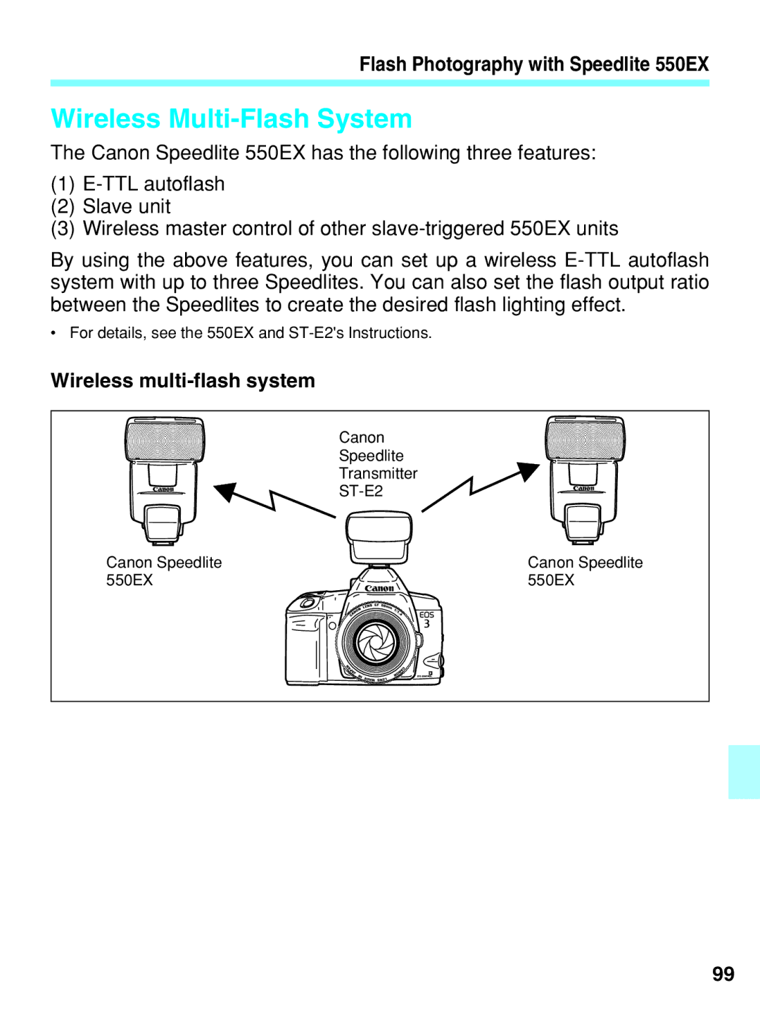 Canon EOS-3 manual Wireless Multi-Flash System, Wireless multi-flash system 