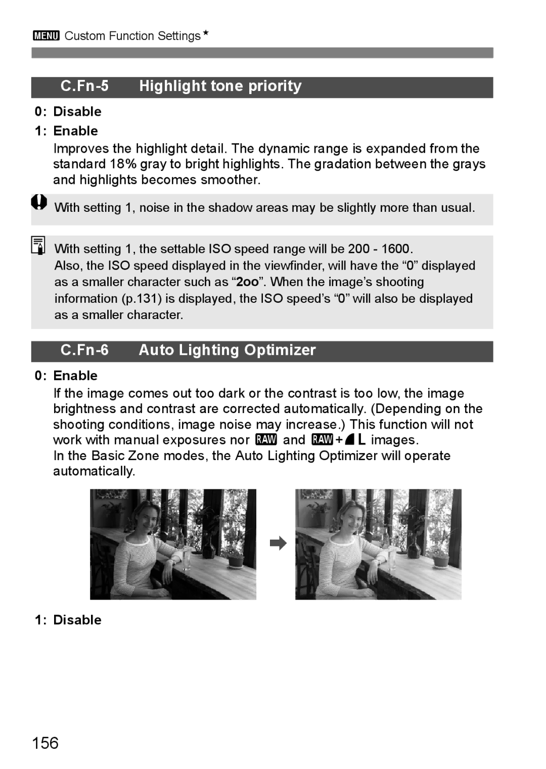 Canon EOS 450D instruction manual 156, Disable Enable 