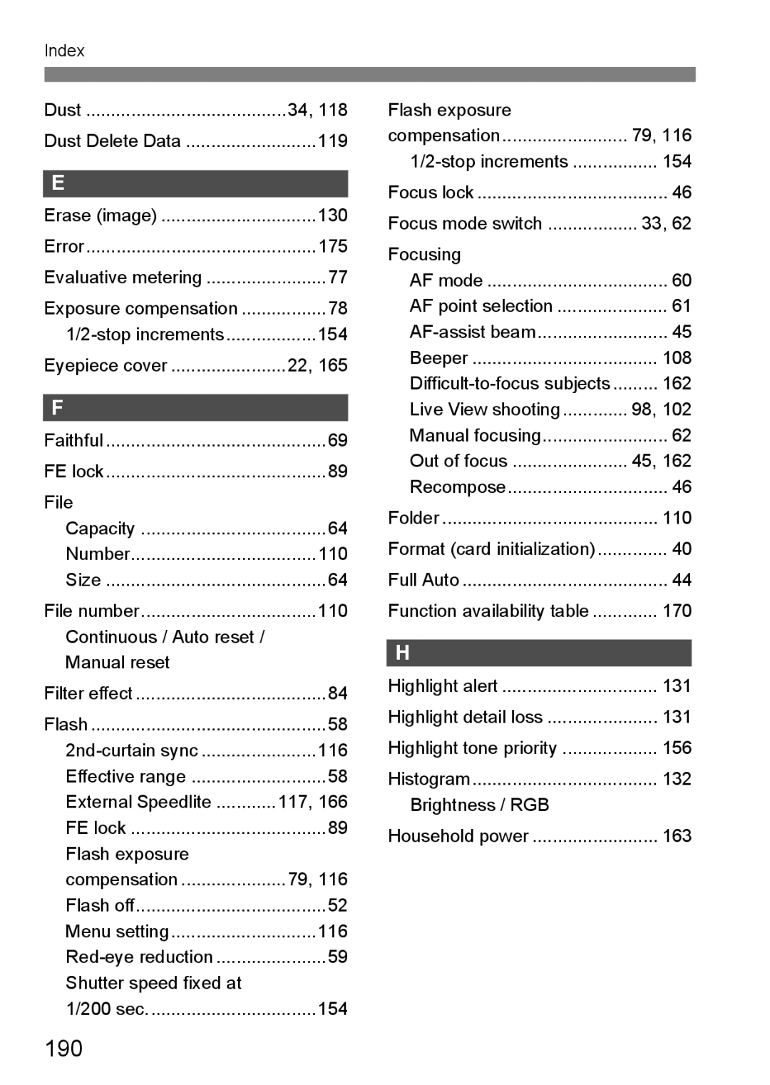 Canon EOS 450D instruction manual 190 