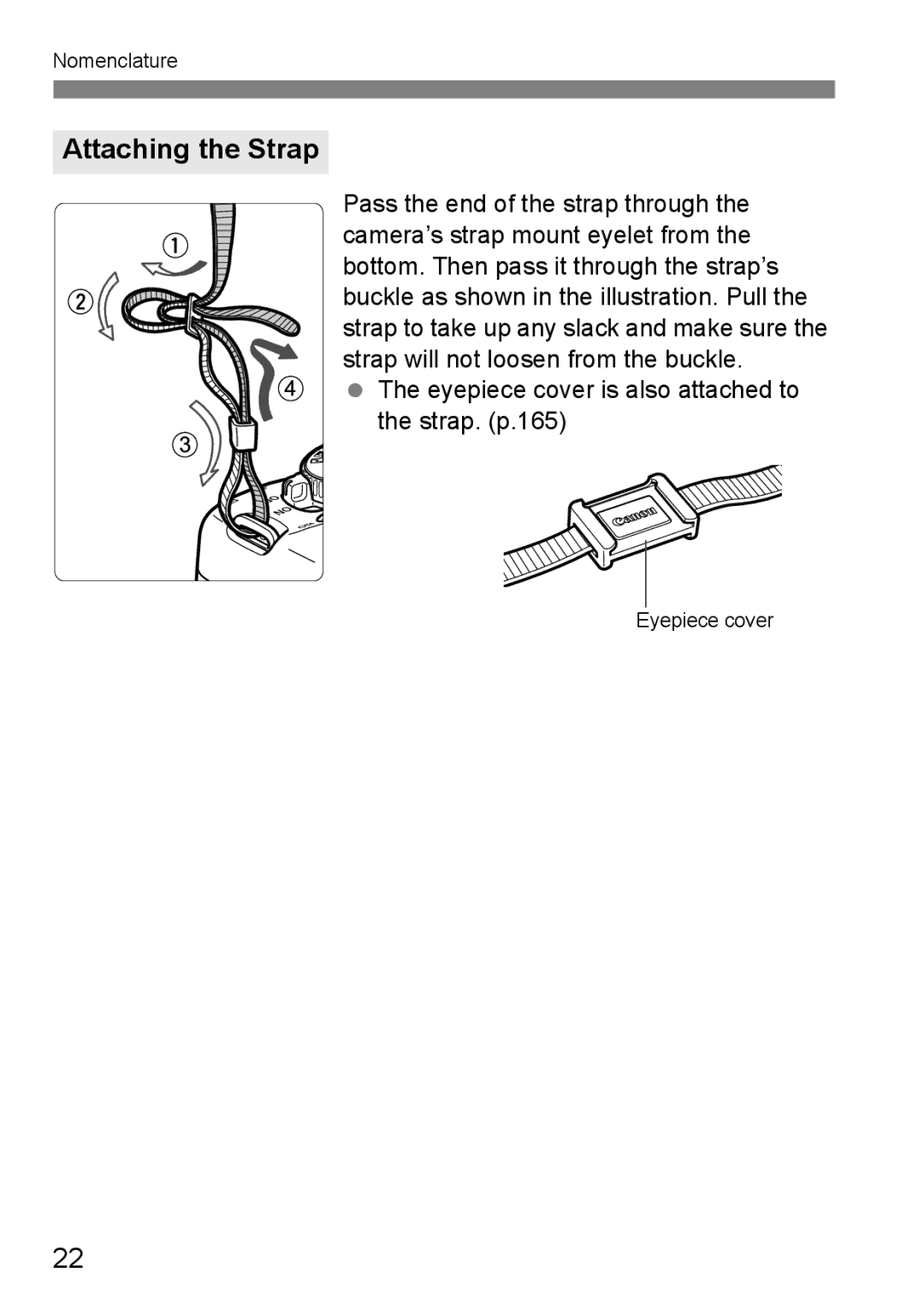 Canon EOS 450D instruction manual Attaching the Strap 