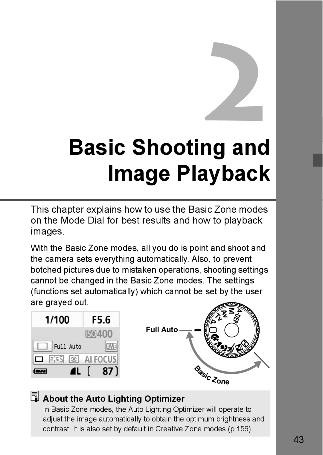 Canon EOS 450D instruction manual Zone, About the Auto Lighting Optimizer, Full Auto 