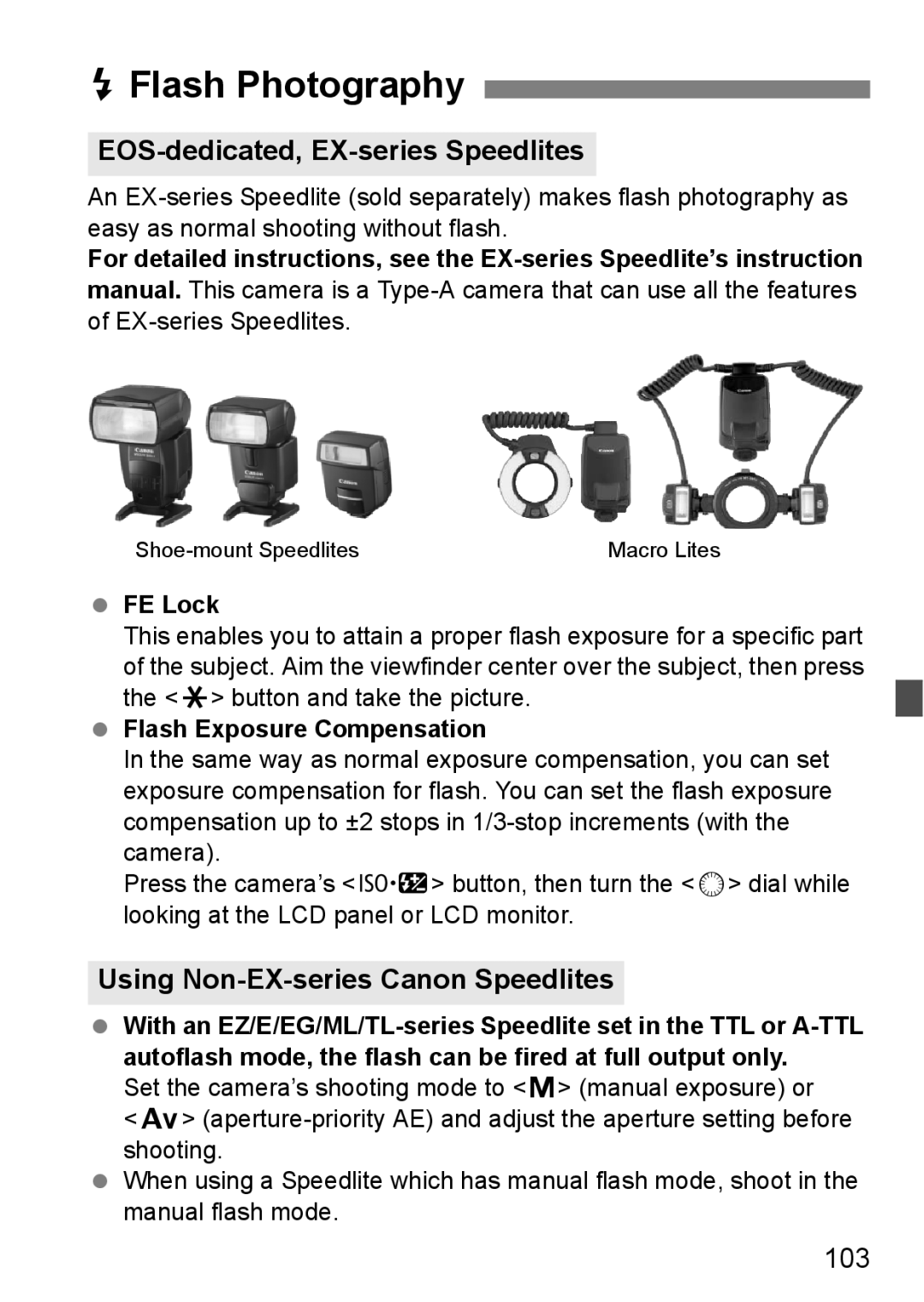 Canon EOS 5D DFlash Photography, EOS-dedicated, EX-series Speedlites, Using Non-EX-series Canon Speedlites, 103 