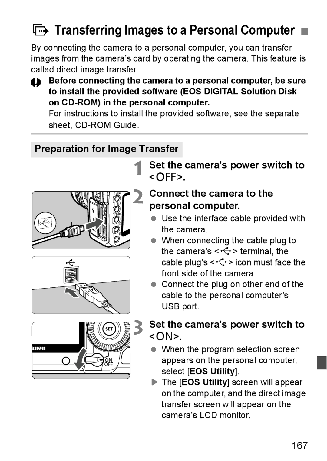 Canon EOS 5D instruction manual DTransferring Images to a Personal Computer, 167 