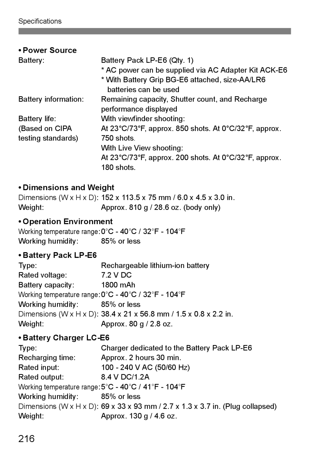 Canon EOS 5D instruction manual 216 