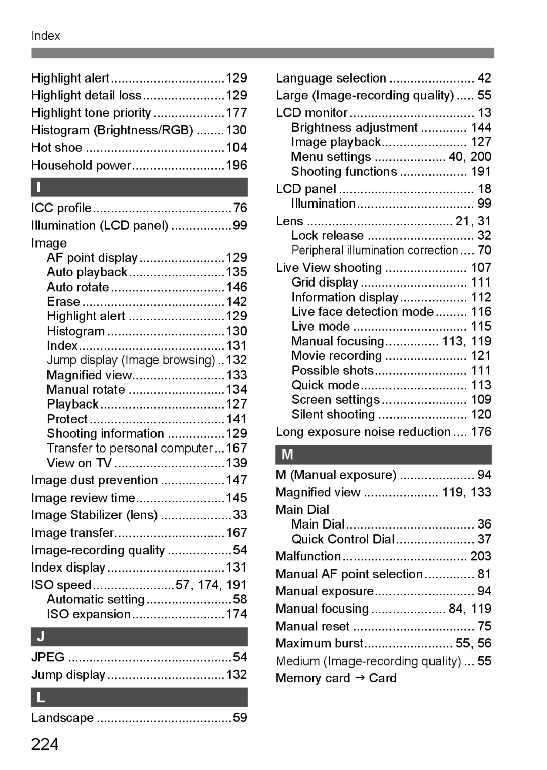 Canon EOS 5D instruction manual 224, 191 