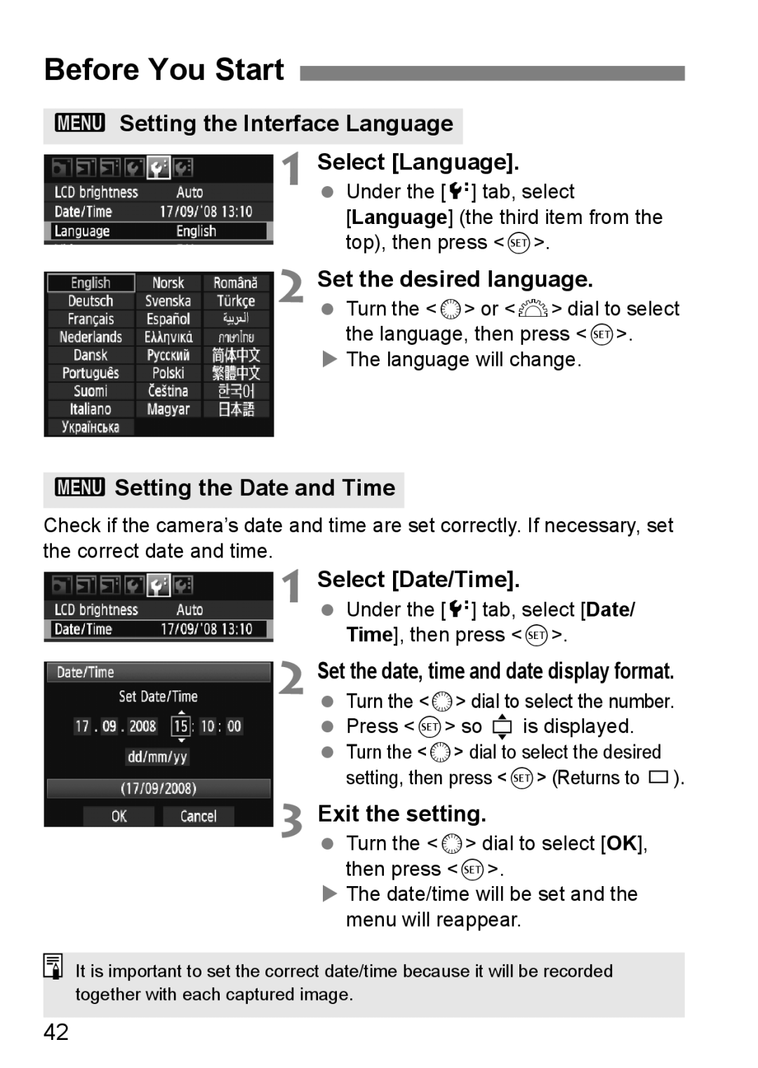 Canon EOS 5D instruction manual Before You Start 