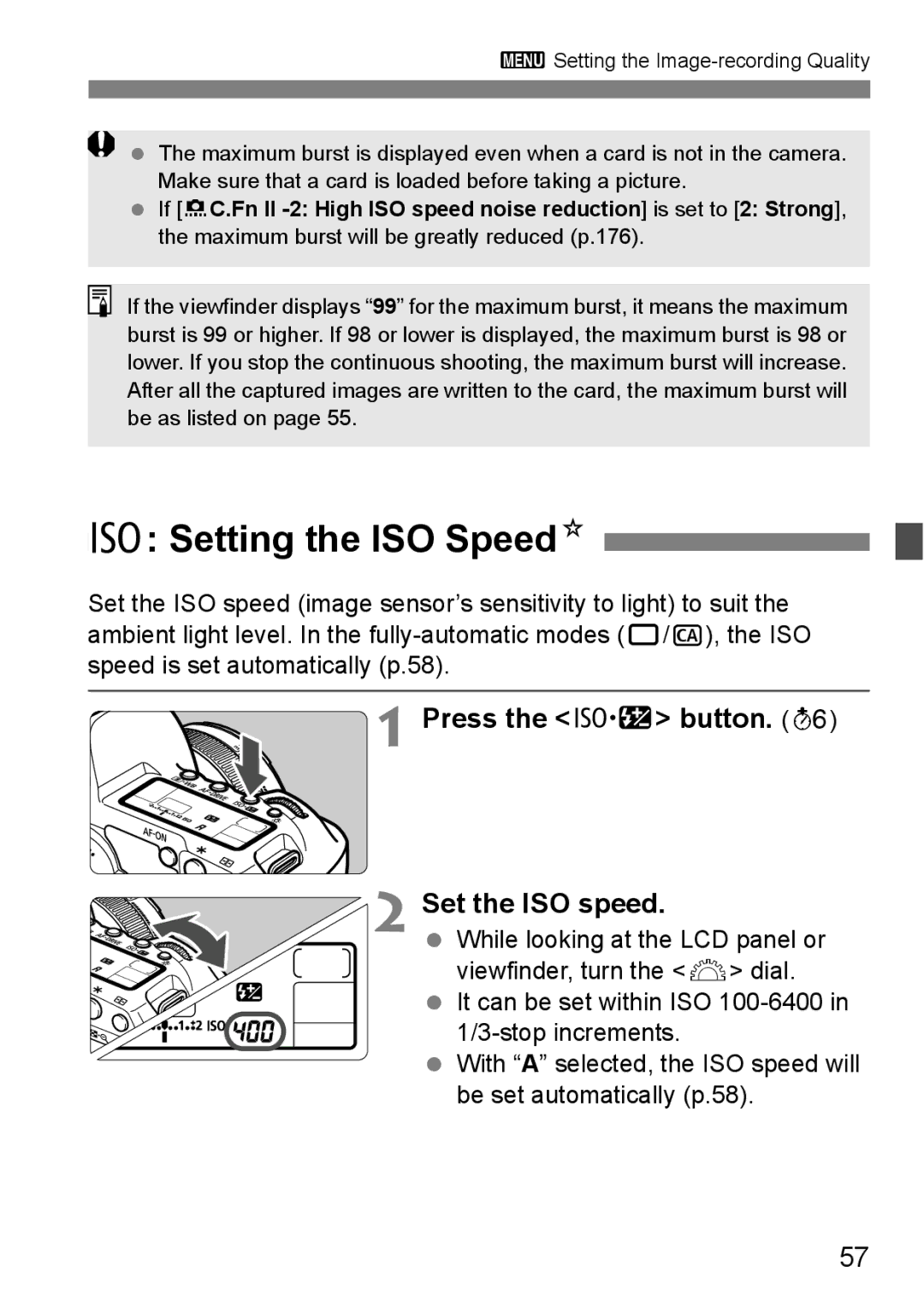 Canon EOS 5D instruction manual Setting the ISO SpeedN, Press the m button Set the ISO speed 