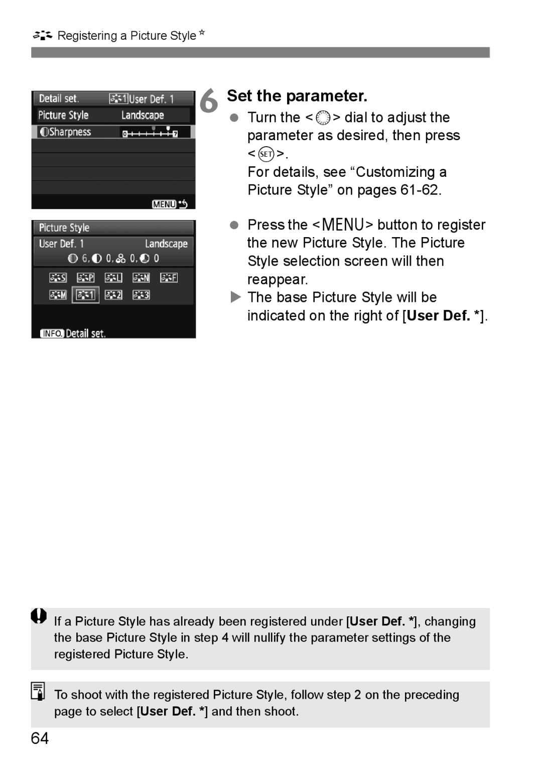 Canon EOS 5D instruction manual Registering a Picture StyleN 