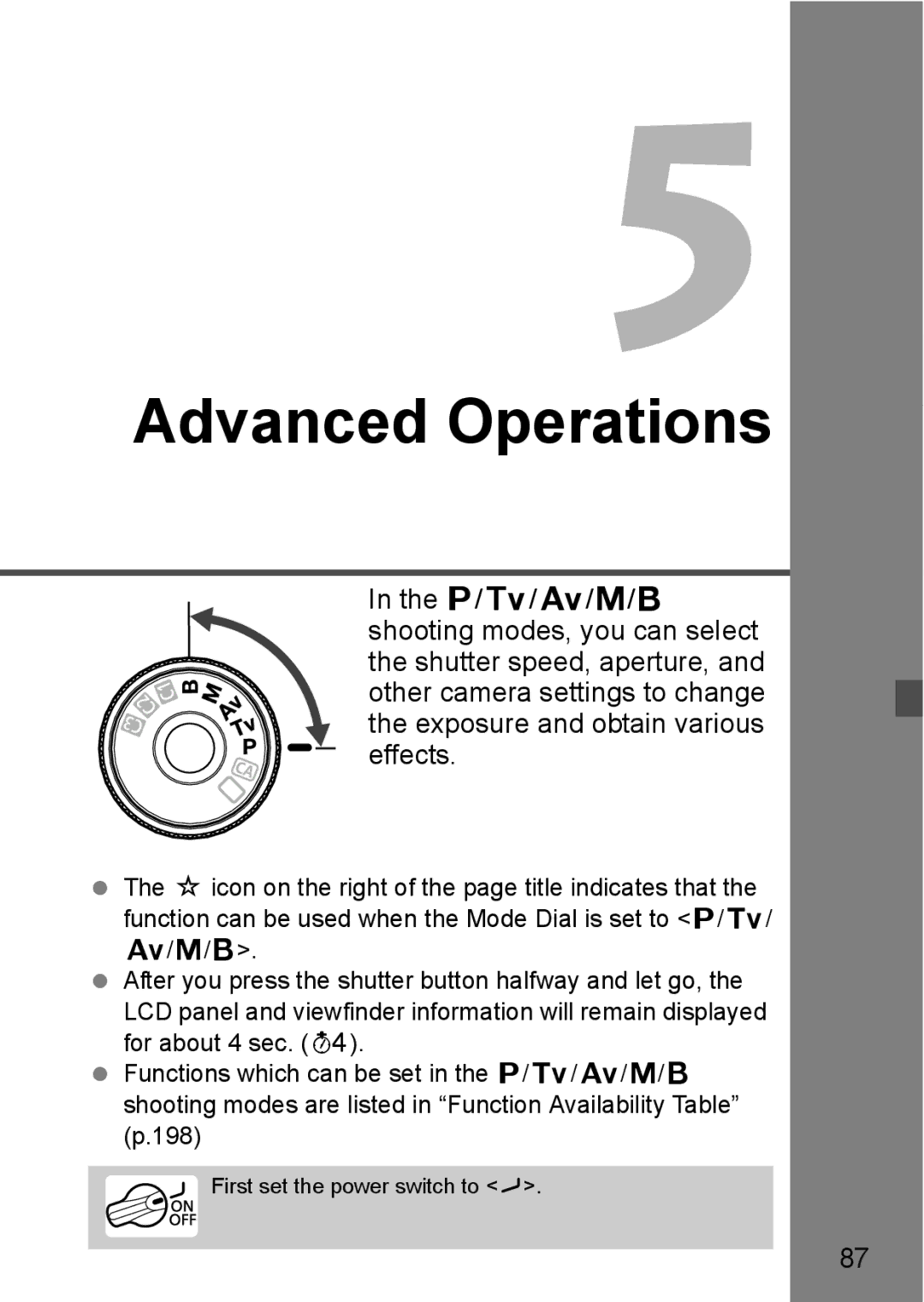 Canon EOS 5D instruction manual Advanced Operations 