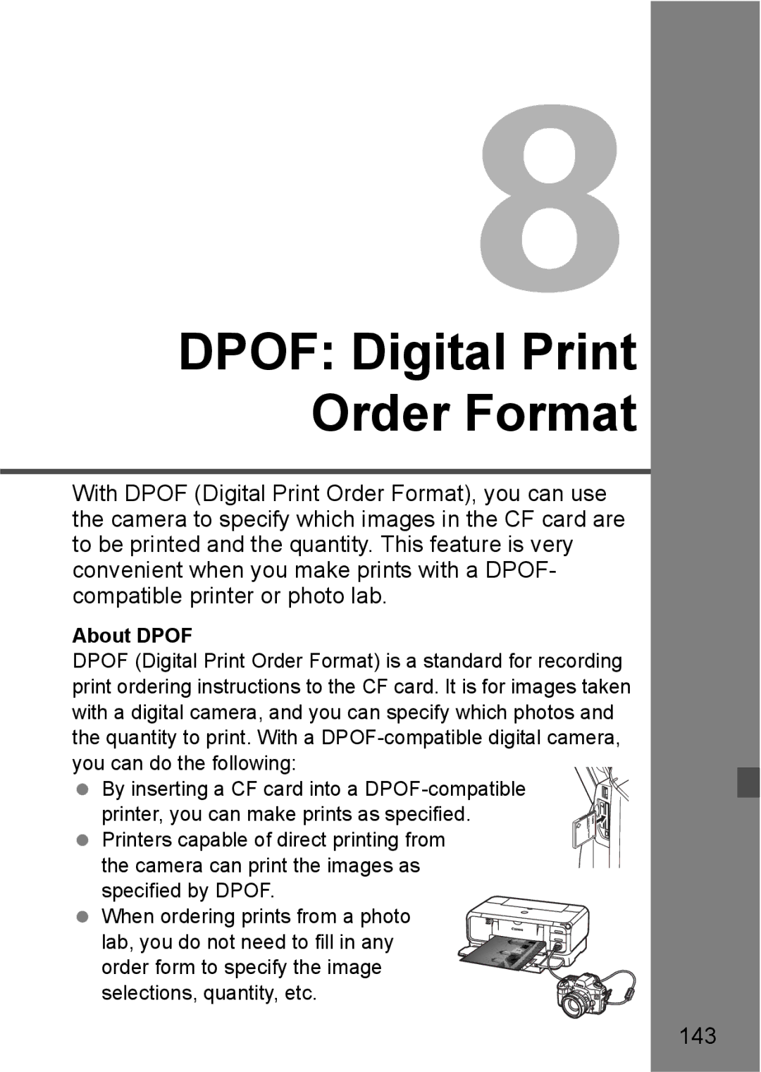 Canon EOS 5D instruction manual 143, About Dpof 