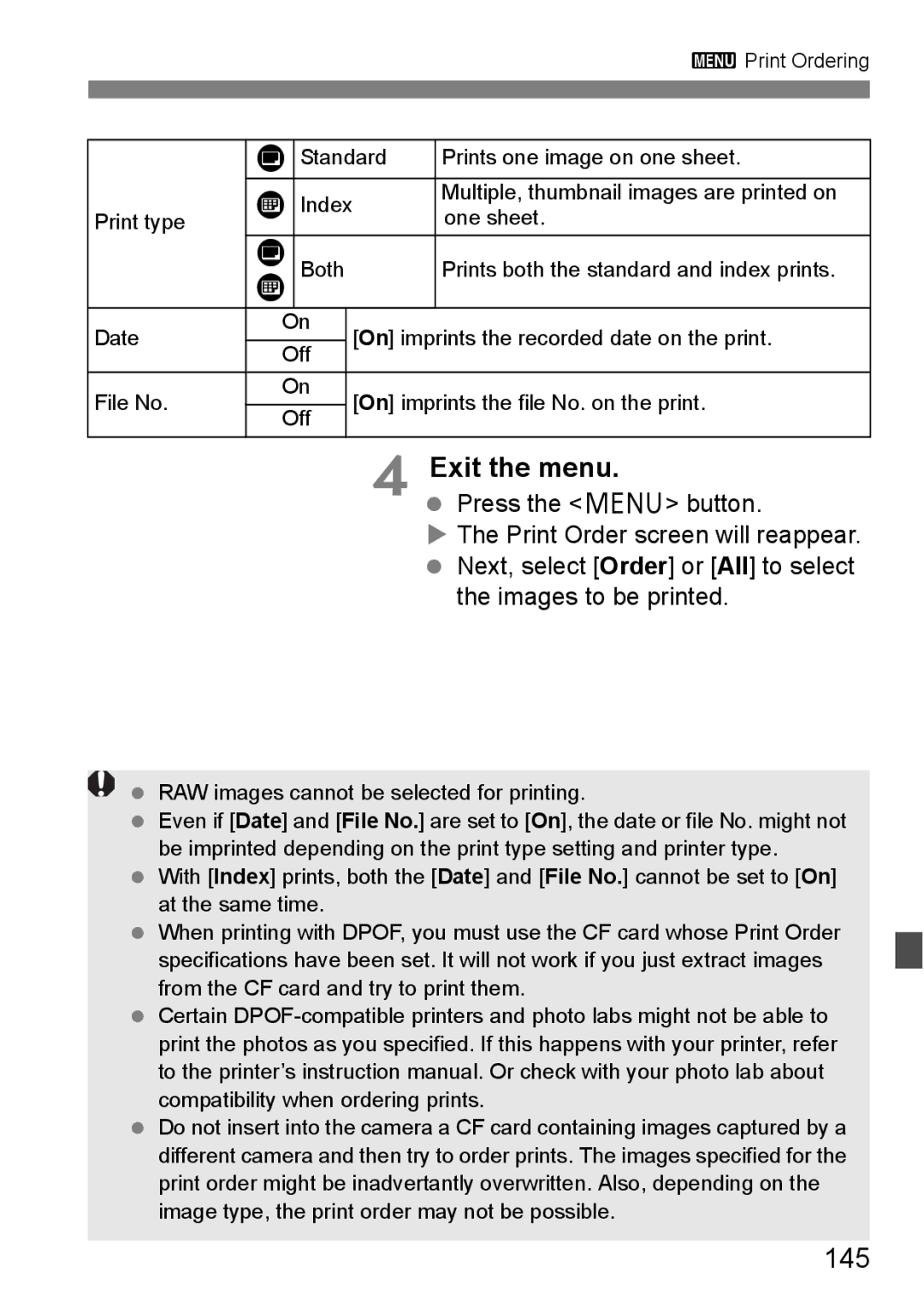 Canon EOS 5D instruction manual 145, Press the M button 