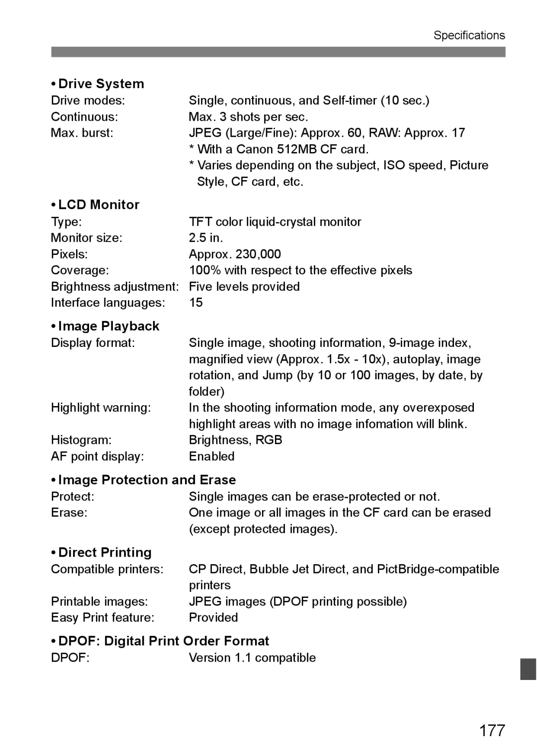 Canon EOS 5D instruction manual 177, Drive System 