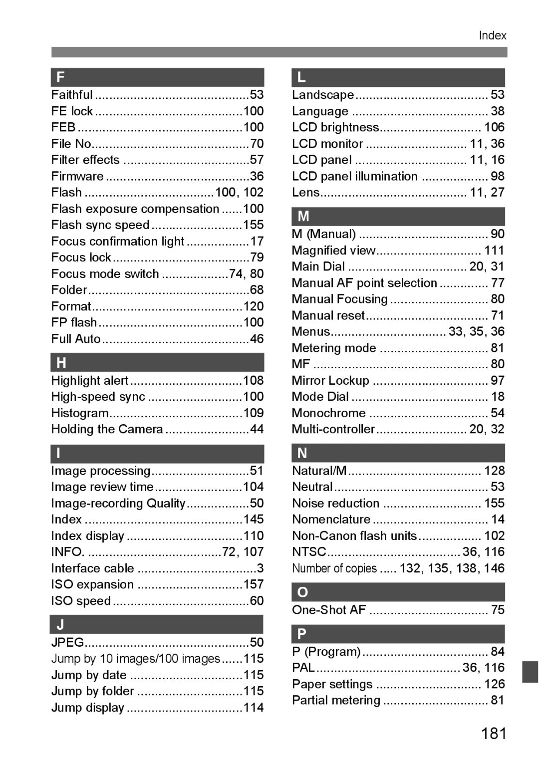 Canon EOS 5D instruction manual 181, 111 