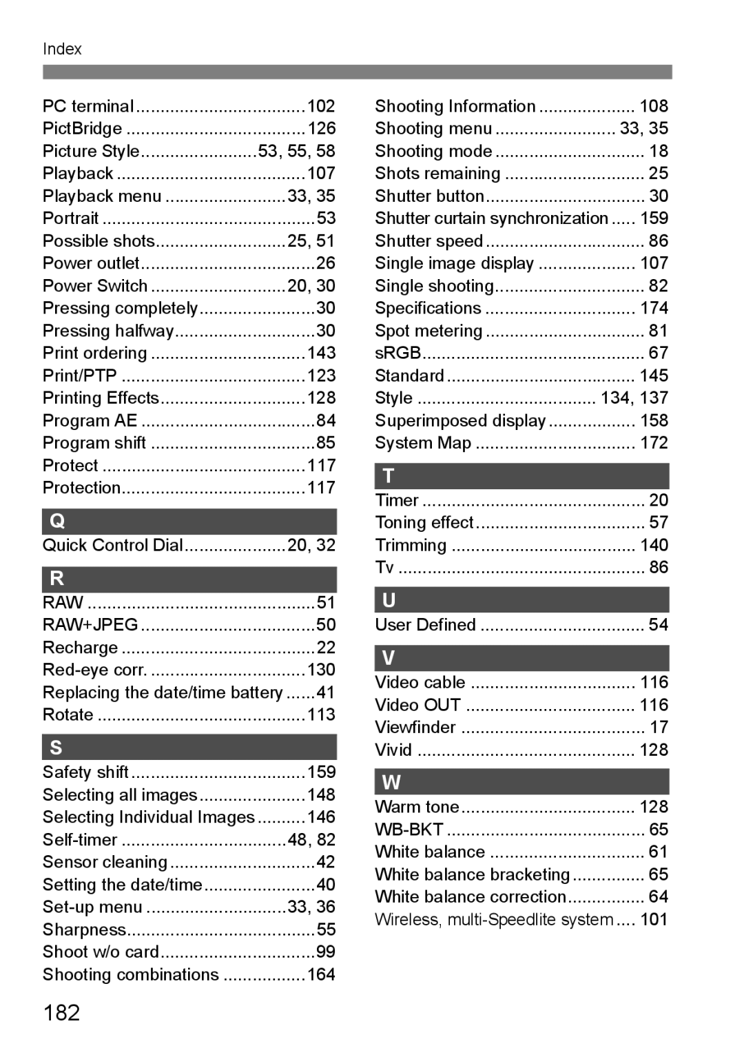 Canon EOS 5D instruction manual 182, 146 