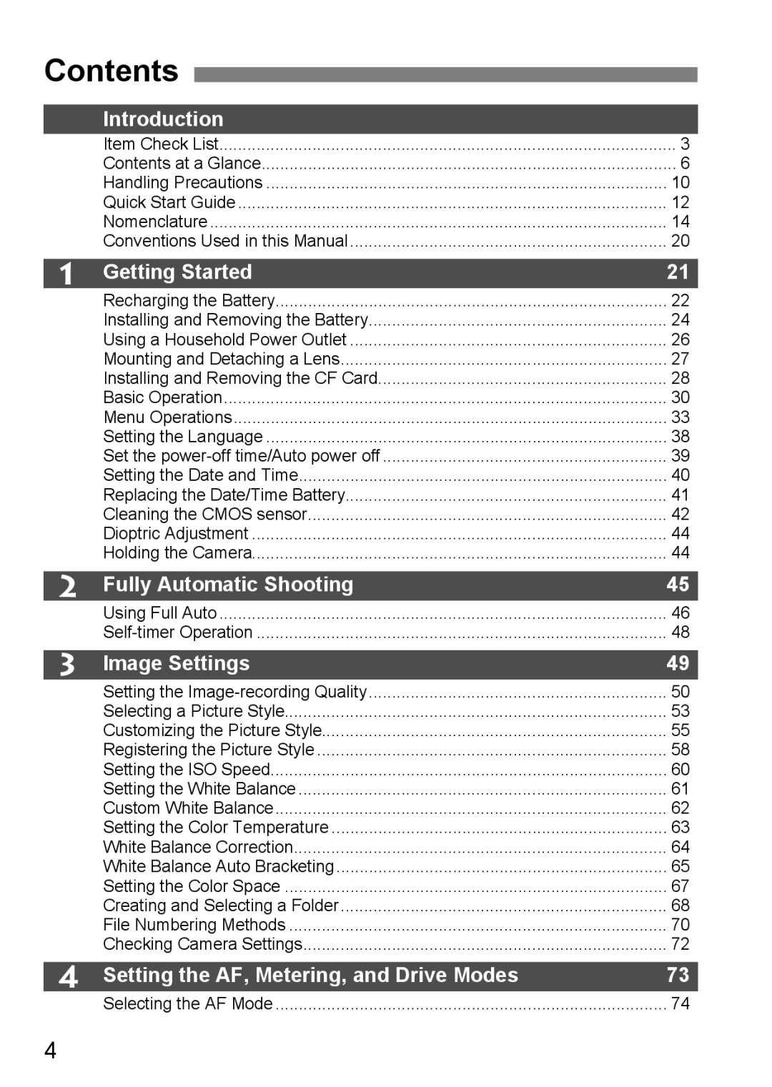 Canon EOS 5D instruction manual Contents 