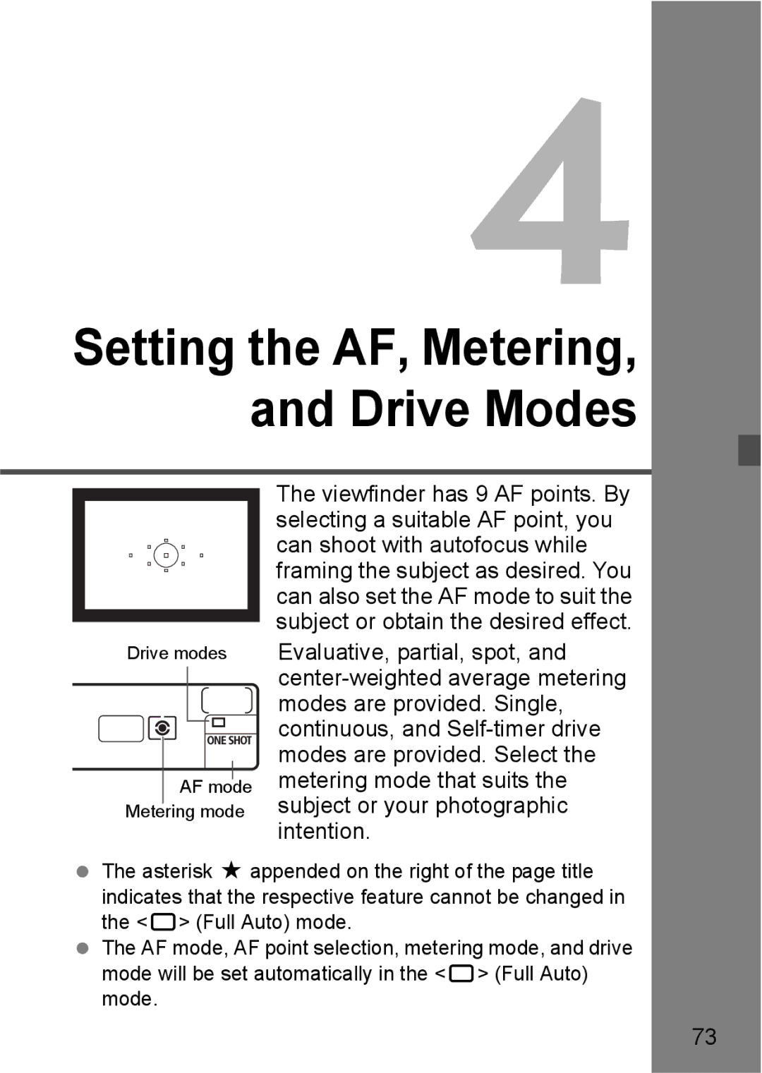 Canon EOS 5D instruction manual Setting the AF, Metering, and Drive Modes 