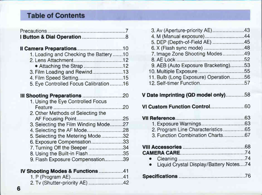 Canon EOS 5QD manual 