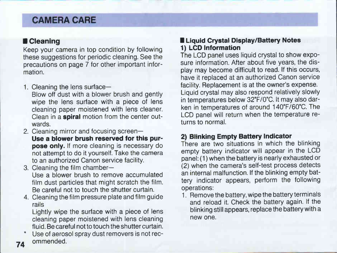 Canon EOS 5QD manual 
