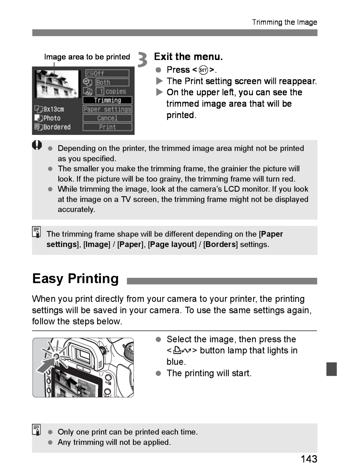 Canon EOS DIGITAL REBEL XTI instruction manual Easy Printing 