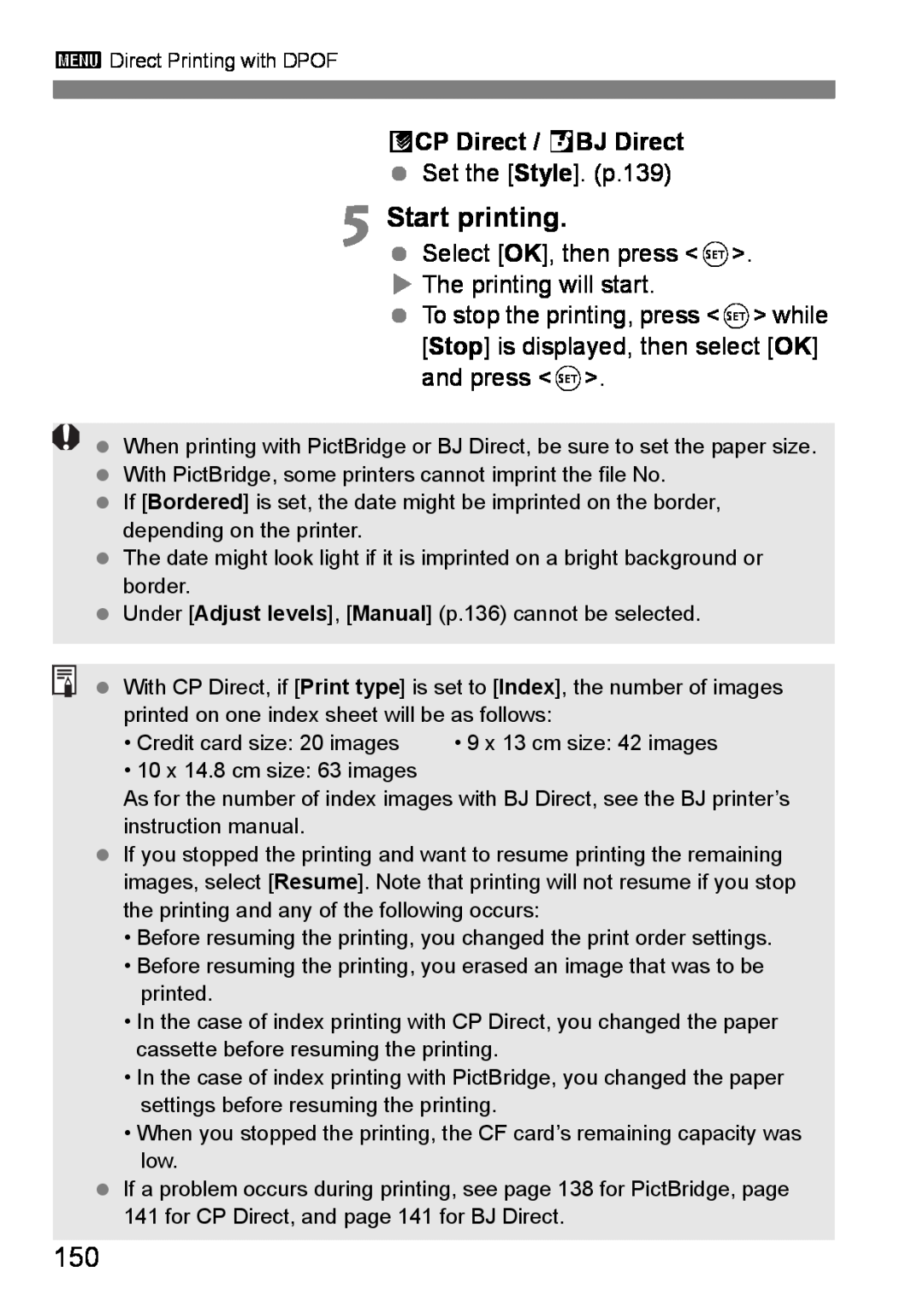 Canon EOS DIGITAL REBEL XTI instruction manual Start printing, ACP Direct / SBJ Direct 