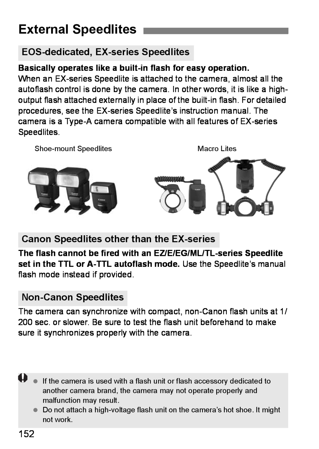 Canon EOS DIGITAL REBEL XTI External Speedlites, EOS-dedicated, EX-series Speedlites, Non-Canon Speedlites 