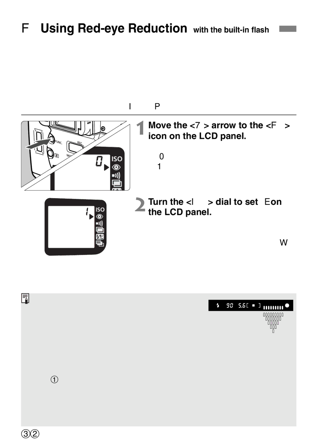 Canon EOS Elan 7NE Body Only Move the 7 arrow to the F icon on the LCD panel, 2Turn the l dial to set E on the LCD panel 