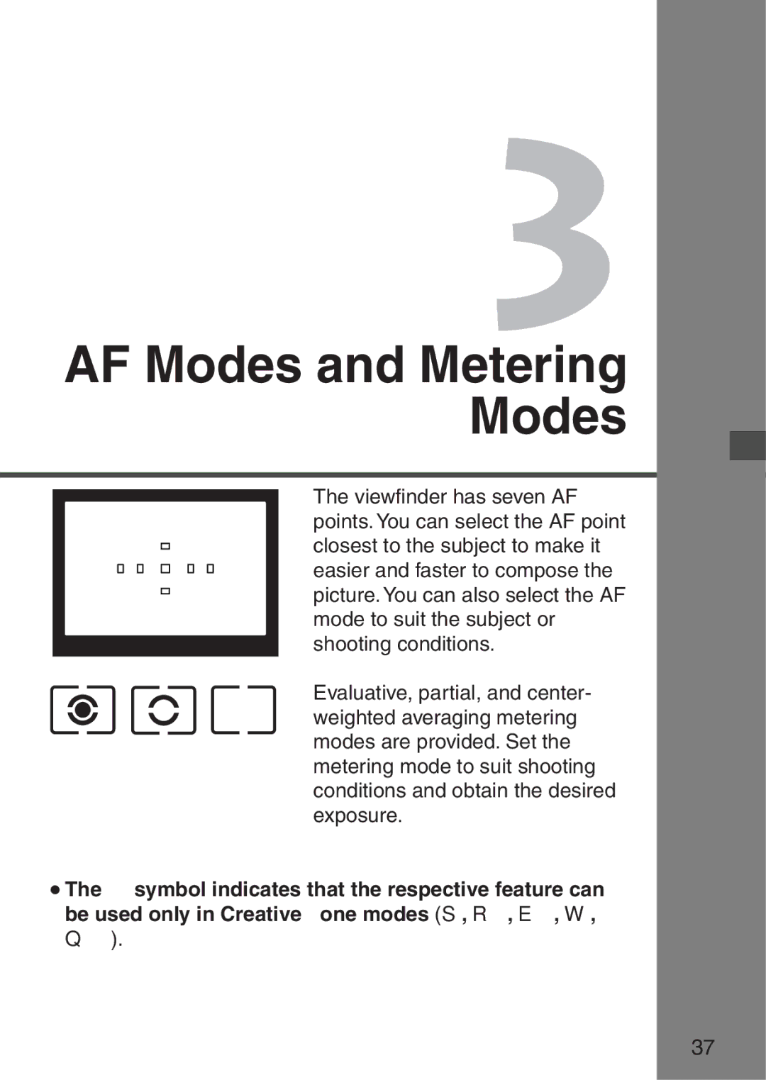 Canon EOS Elan 7NE Body Only manual AF Modes and Metering Modes 