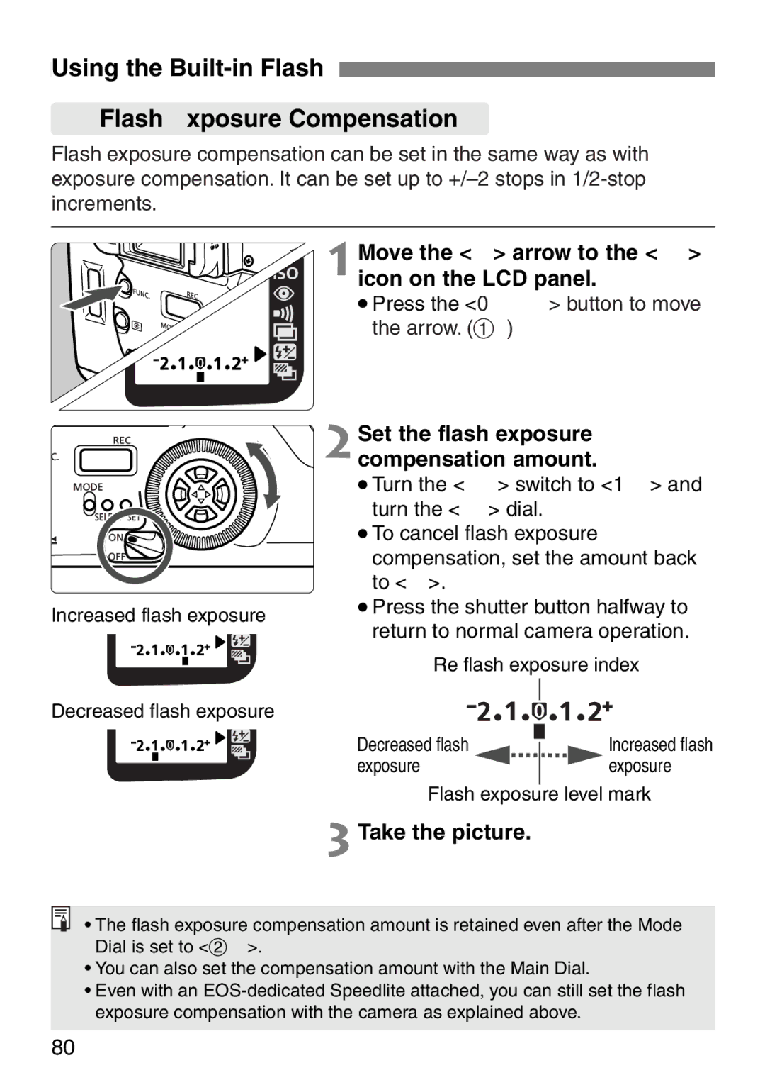 Canon EOS Elan 7NE Body Only manual Using the Built-in Flash AFlash Exposure Compensation 