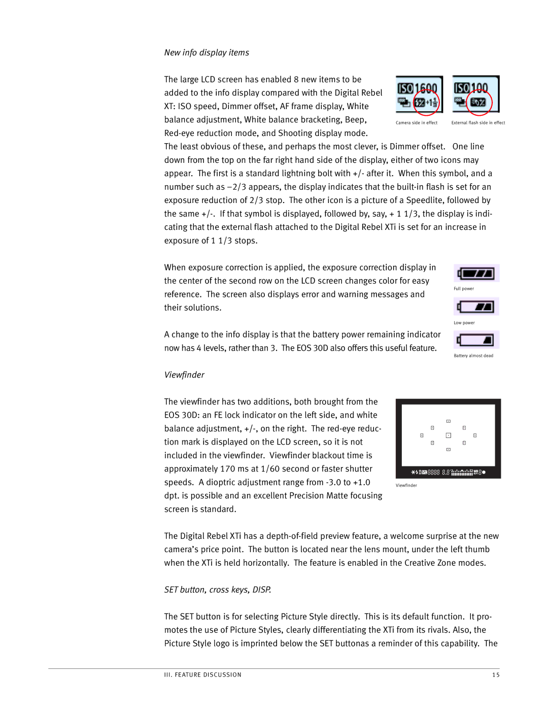 Canon EOS manual New info display items 