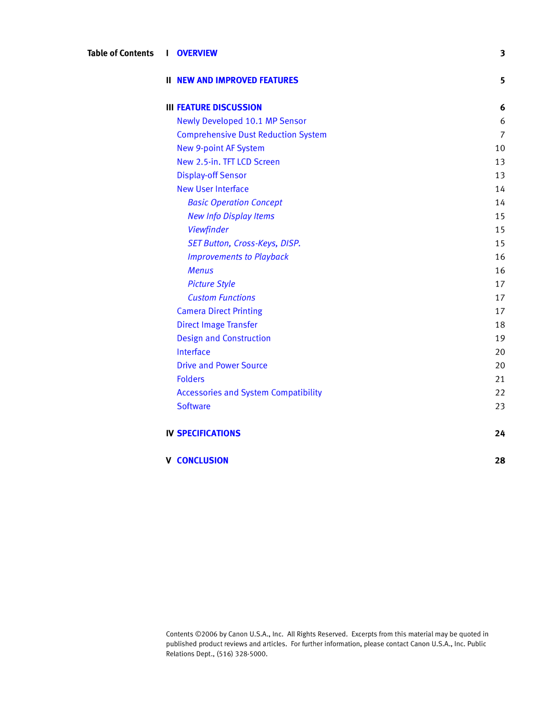 Canon EOS manual Overview NEW and Improved Features III Feature Discussion 