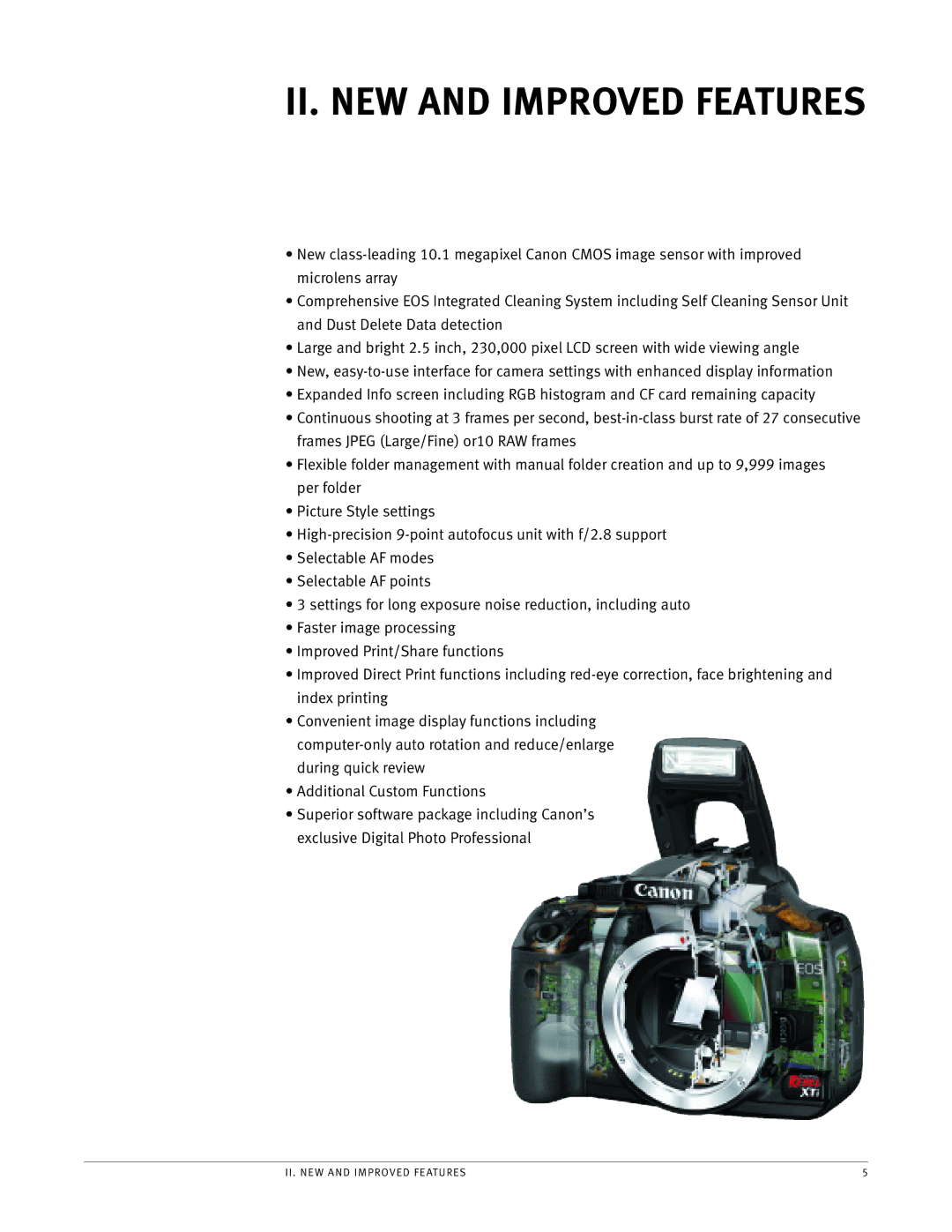 Canon EOS manual II. NEW and Improved Features 