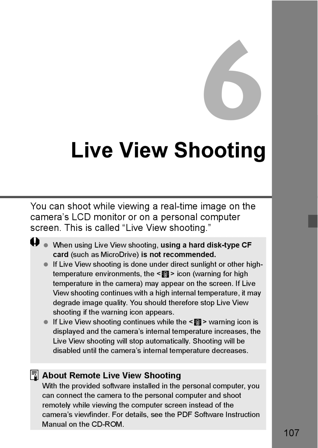 Canon EOS40D instruction manual 107, About Remote Live View Shooting 