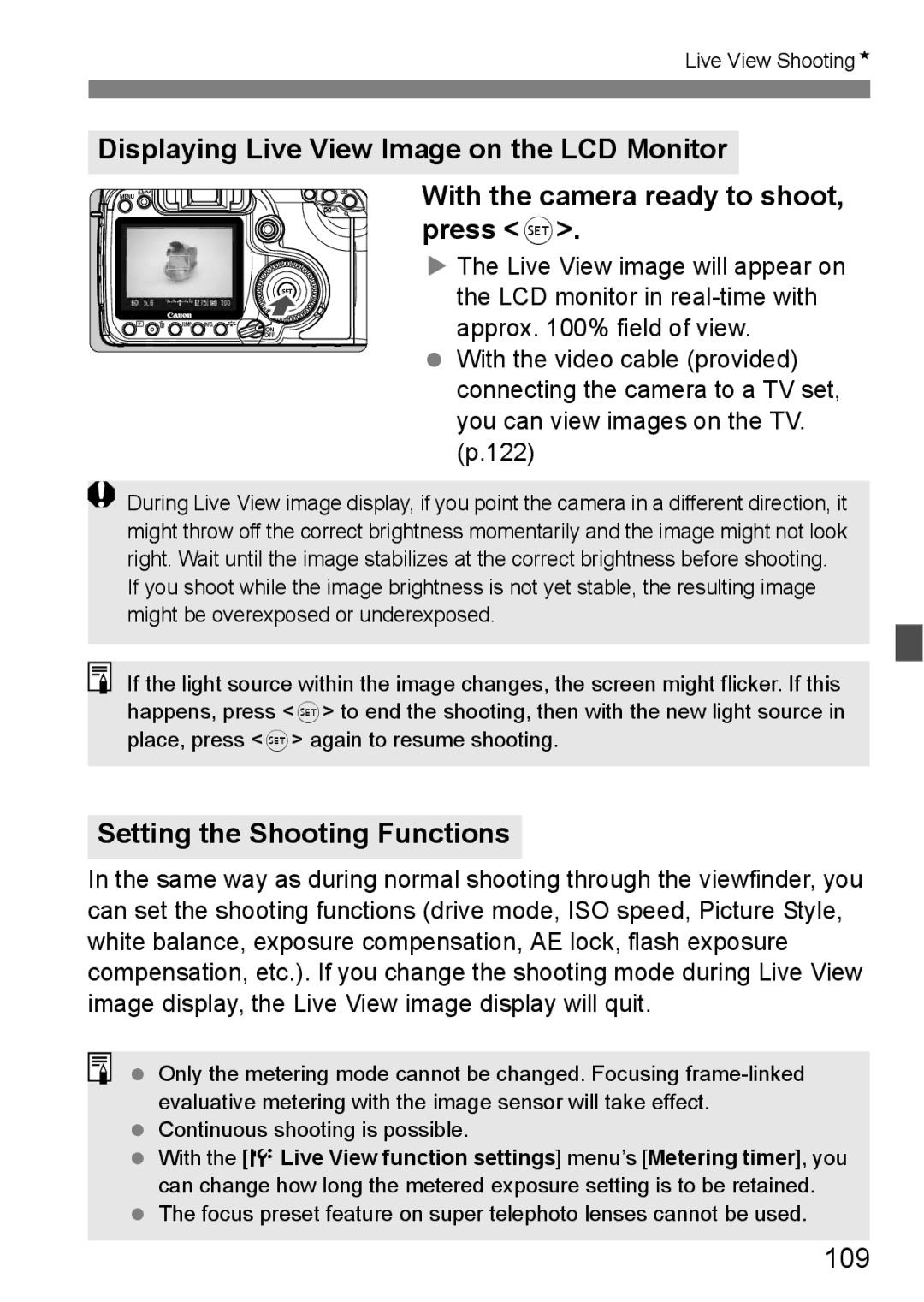 Canon EOS40D instruction manual Setting the Shooting Functions, 109 