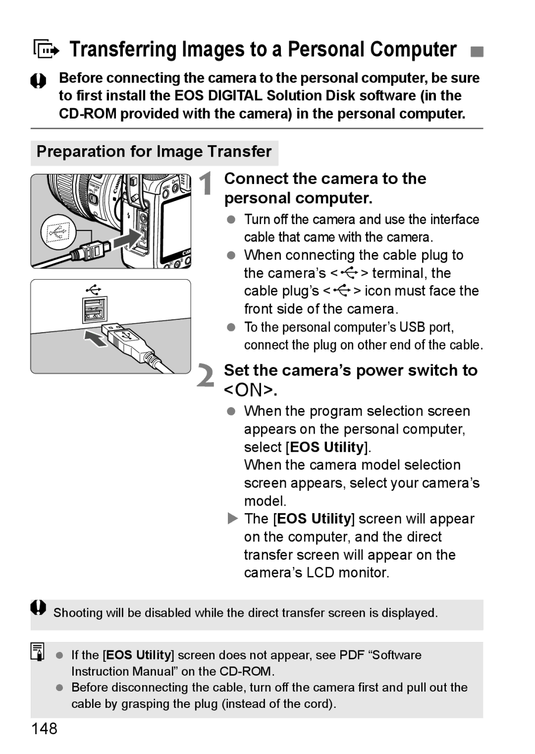 Canon EOS40D instruction manual DTransferring Images to a Personal Computer, 148 