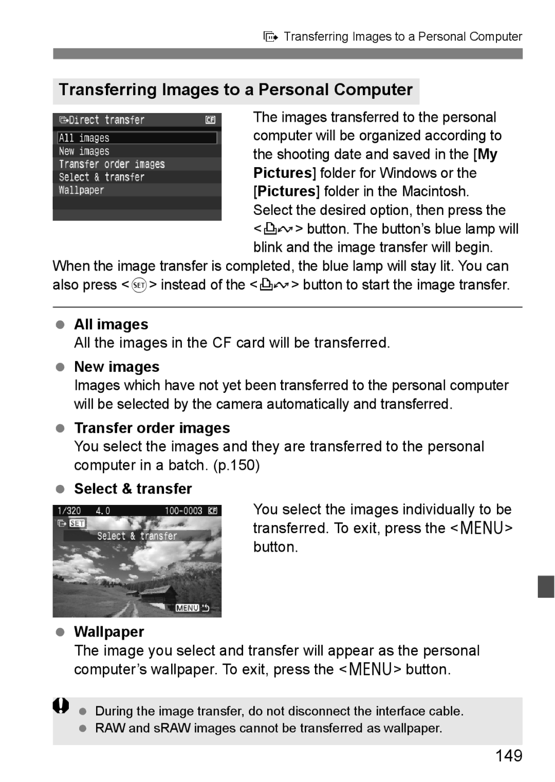 Canon EOS40D instruction manual Transferring Images to a Personal Computer, 149 