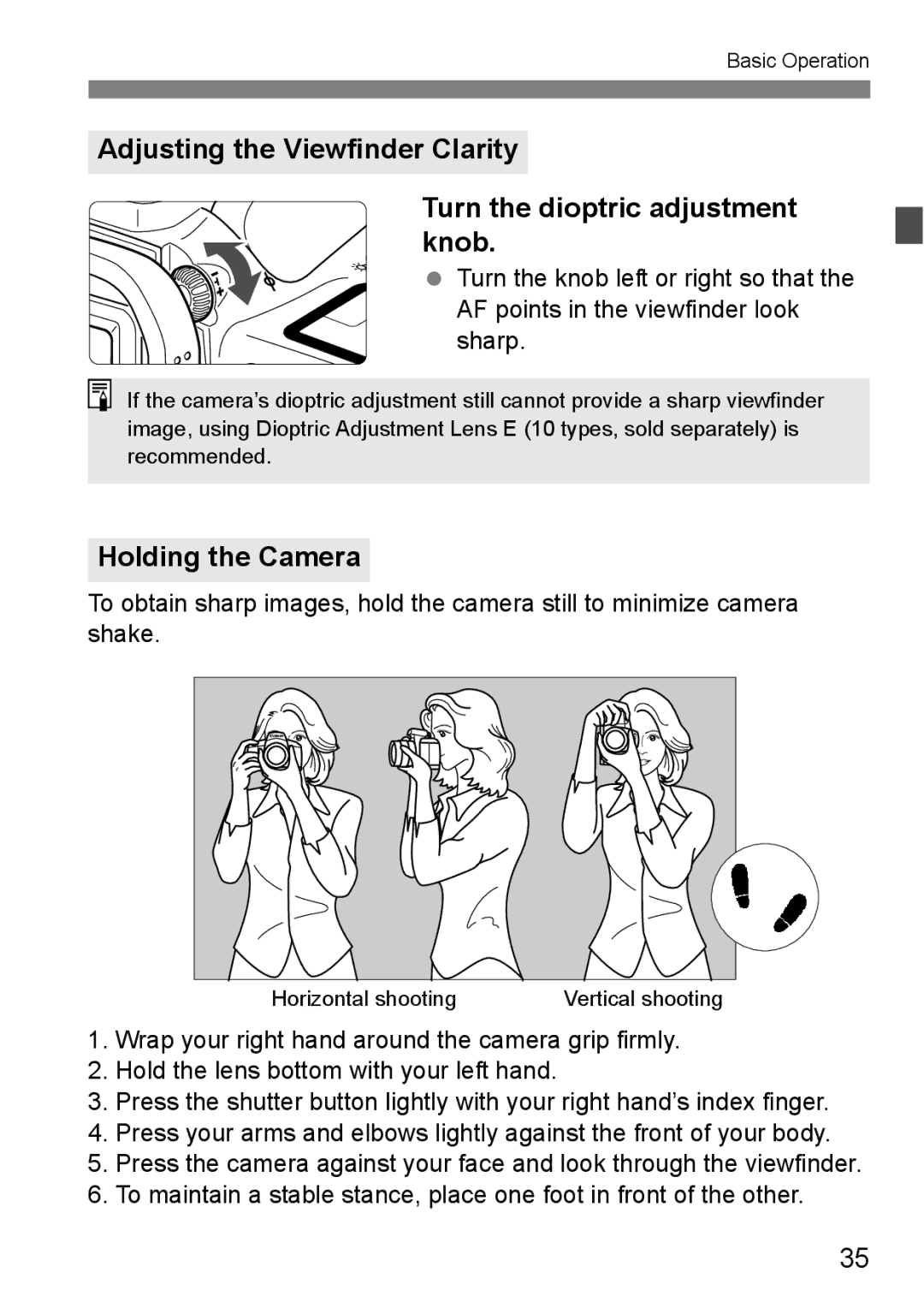 Canon EOS40D instruction manual Holding the Camera 